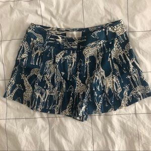 Anthropologie Silk pleated giraffe shorts